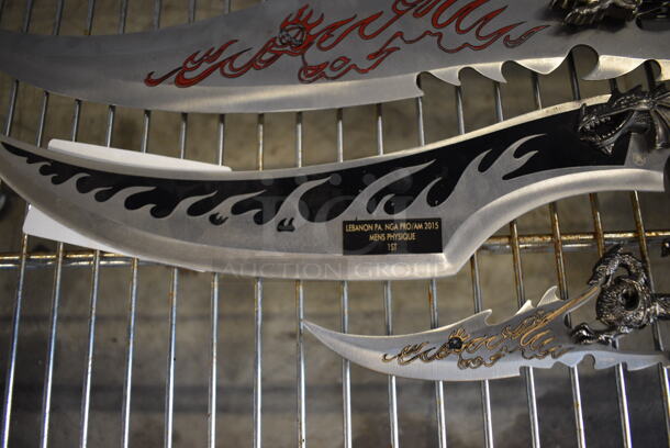 4 Various Trophy Knives w/ Dragon Handle. Includes 21.5x1x6. 4 Times Your Bid! - Image 6 of 8