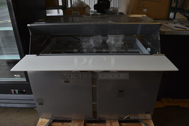 BRAND NEW! Beverage Air Model SPE48-18M-DS Stainless Steel Commercial Double Sided Sandwich Salad Prep Table Bain Marie Mega Top. 115 Volts, 1 Phase. 48x49x41. Tested and Working! - Image 11 of 11