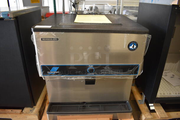 BRAND NEW! Hoshizaki Model DM-180A Stainless Steel Commercial Ice Dispenser. 115 Volts, 1 Phase. 30.5x30.5x32.5