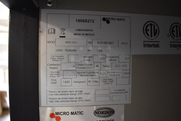 BRAND NEW SCRATCH AND DENT! 2019 Micro Matic Model MDD 23 E Stainless Steel Single Door Direct Draw Kegerator. Door Needs To Be Reattached. 115 Volts, 1 Phase. 25x28x39. Tested and Working! - Image 3 of 6
