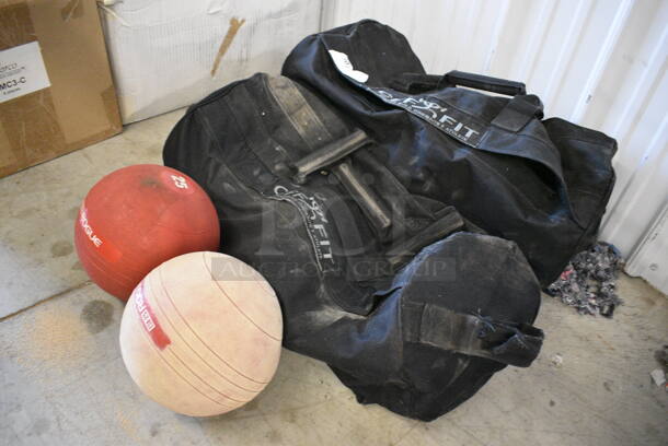 2 CFF Fit Black Bags w/ Two 25 Lb Medicine Ball. 30x12x12. 2 Times Your Bid! - Image 9 of 12