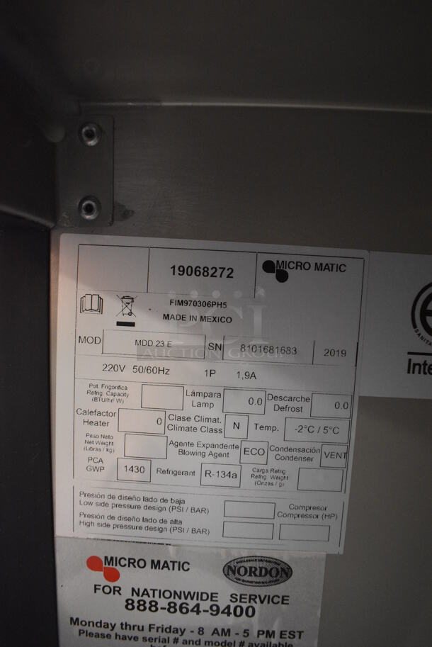 BRAND NEW SCRATCH AND DENT! 2019 Micro Matic Model MDD 23 E Stainless Steel Single Door Direct Draw Kegerator. 115 Volts, 1 Phase. 25x28x36. Tested and Working! - Image 3 of 4