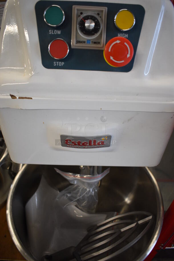Estella HS20S Metal Commercial Floor Style 21 Quart Spiral Dough Mixer w/ Stainless Steel Mixing Bowl, Paddle Attachment and Bowl Guard. 120 Volts, 1 Phase. 15x27x36. Tested and Working! - Image 4 of 6