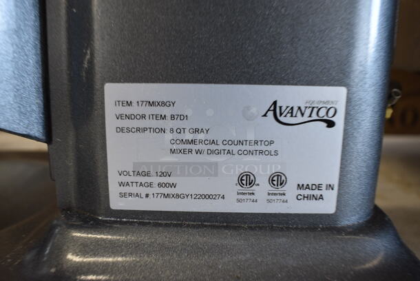 Avantco 177MIX8GY Metal Commercial Countertop 8 Quart Planetary Dough Mixer. 120 Volts, 1 Phase. 12x17x20. Tested and Does Not Power On - Image 5 of 6