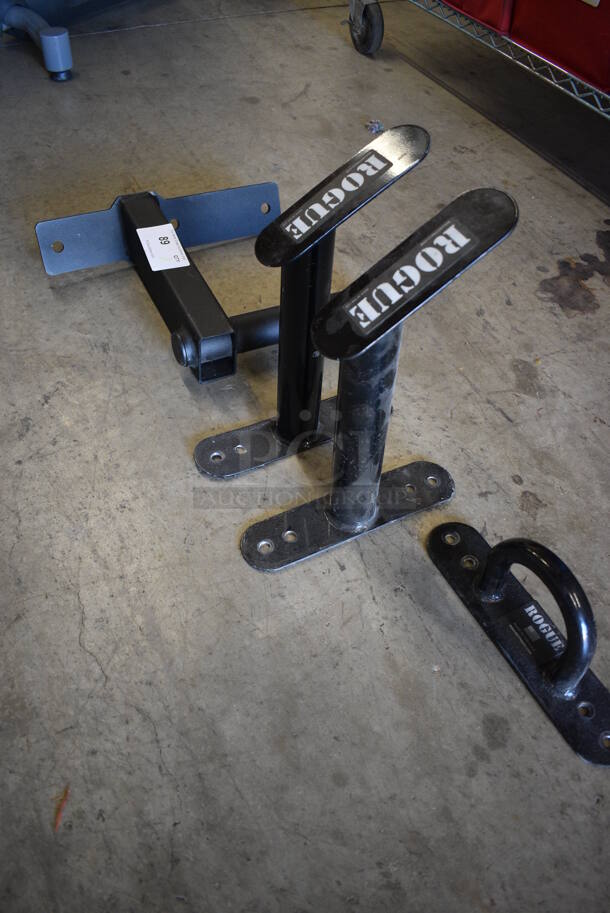 ALL ONE MONEY! Lot of Rogue Black Metal Wall Mount / Rope Holders - Image 2 of 7