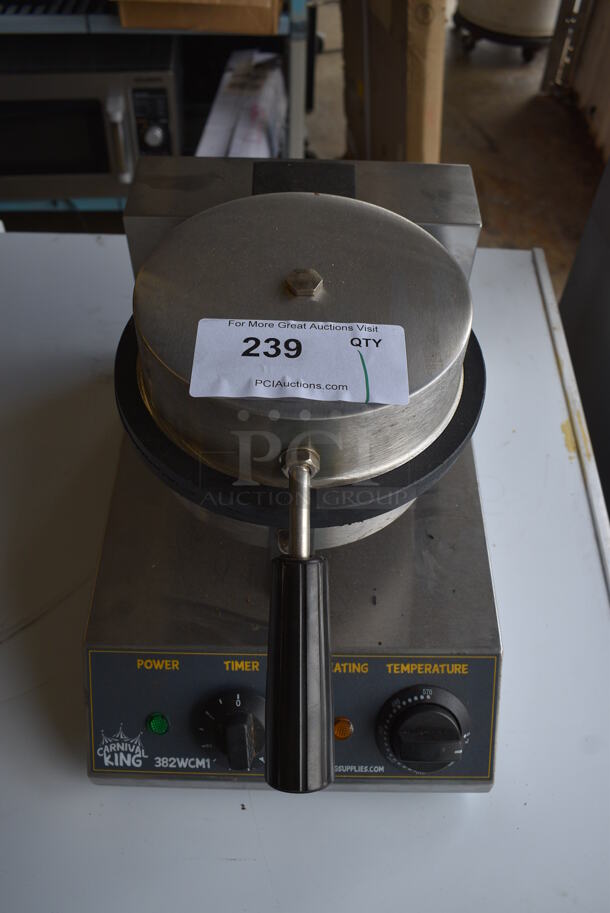 Carnival King 382WCM1 Stainless Steel Commercial Countertop Waffle Cone Press. 120 Volts, 1 Phase. 10x16x12 - Image 1 of 7