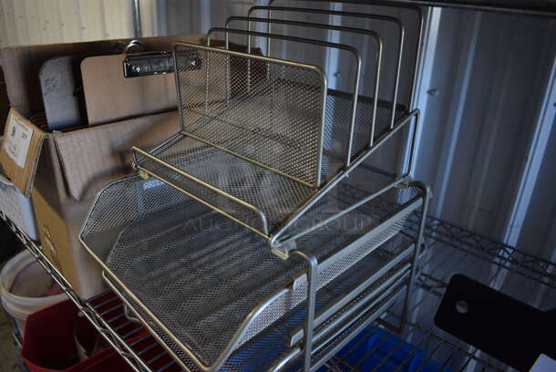 ALL ONE MONEY! Lot of Gray Metal Mesh Holder, Clipboards and Glue. - Image 9 of 10
