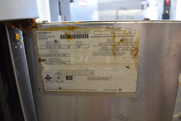 2012 Pitco Frialator Model 40D Stainless Steel Commercial Floor Style Natural Gas Powered Deep Fat Fryer. 115,000 BTU. 15.5x30x48 - Image 5 of 7