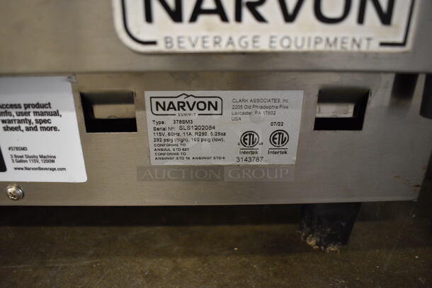 2022 Narvon NSSM3 Stainless Steel Commercial Countertop 3 Head Slushie Machine. 115 Volts, 1 Phase. 24x20x35. Tested and Powers On But Does Not Get Cold - Image 4 of 6