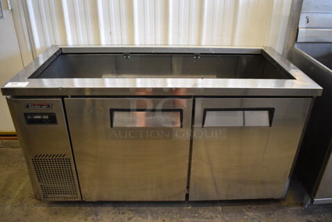 Turbo Air Model JBT-60 Stainless Steel Commercial Prep Table on Commercial Casters. 115 Volts, 1 Phase. 59x28x32. Tested and Powers On But Does Not Get Cold