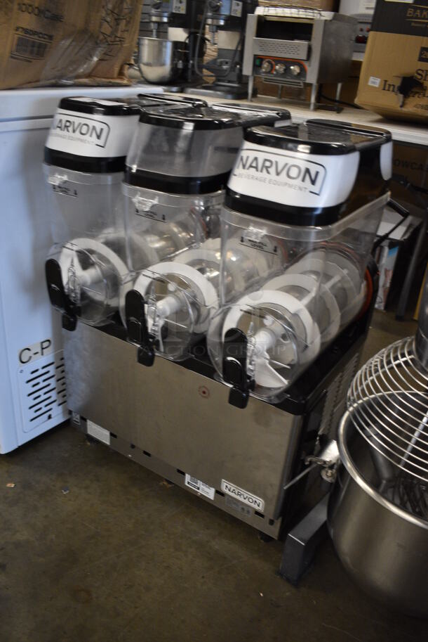 2022 Narvon NSSM3 Stainless Steel Commercial Countertop 3 Head Slushie Machine. 115 Volts, 1 Phase. 24x20x35. Tested and Powers On But Does Not Get Cold - Image 6 of 6