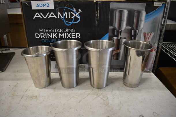 BRAND NEW IN BOX! Avamix DM-B-21C Stainless Steel Commercial Countertop 2 Head Drink Mixer w/ 4 Mixing Cups. 110-120 Volts, 1 Phase. 16x12x22. Tested and Working! - Image 10 of 11