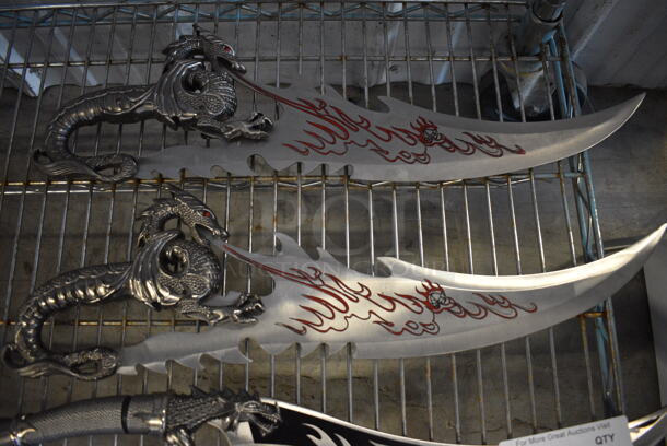 4 Various Trophy Knives w/ Dragon Handle. Includes 21.5x1x6. 4 Times Your Bid! - Image 2 of 8