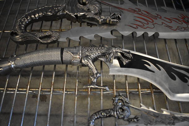 4 Various Trophy Knives w/ Dragon Handle. Includes 21.5x1x6. 4 Times Your Bid! - Image 3 of 8