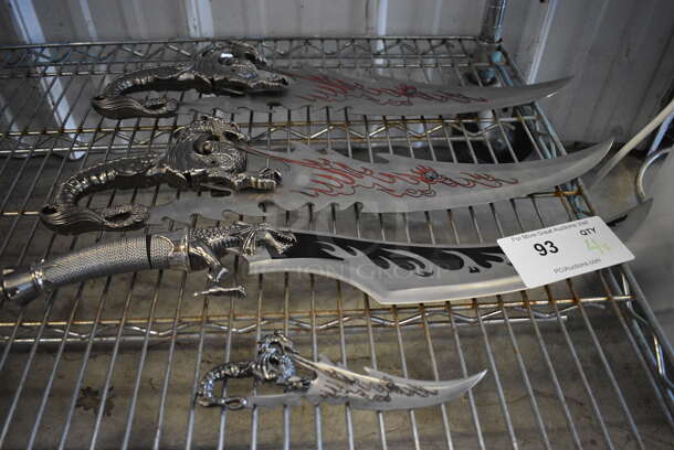 4 Various Trophy Knives w/ Dragon Handle. Includes 21.5x1x6. 4 Times Your Bid! - Image 4 of 8