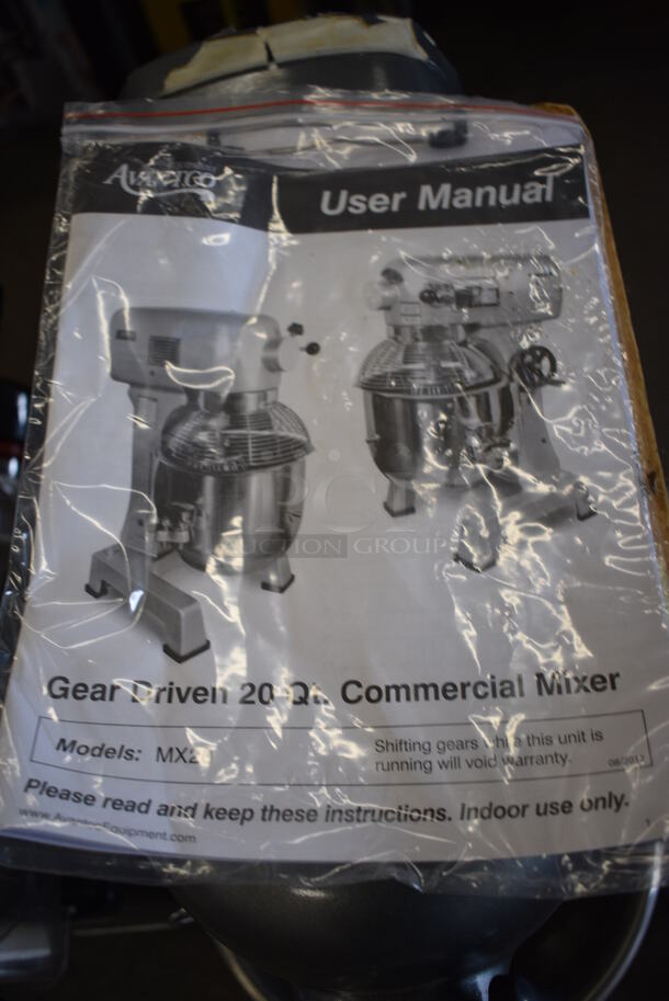 Avantco MX20 Metal Commercial 20 Quart Planetary Dough Mixer w/ Stainless Steel Bowl, Bowl Guard, Whisk and Paddle Attachments. 120 Volts, 1 Phase. 15x21x32. Tested and Working! - Image 9 of 10