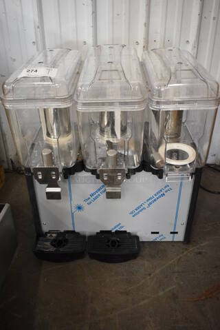 Stainless Steel Commercial Countertop 3 Head Refrigerated Beverage Machine. 208 Volts. 24x20x28. Cannot Test Due To Plug Style