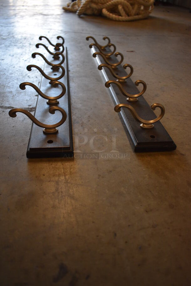 2 Wooden Wall Mount Coat Racks w/ 6 Hooks Each. 27x2.5x4. 2 Times Your Bid! - Image 4 of 5