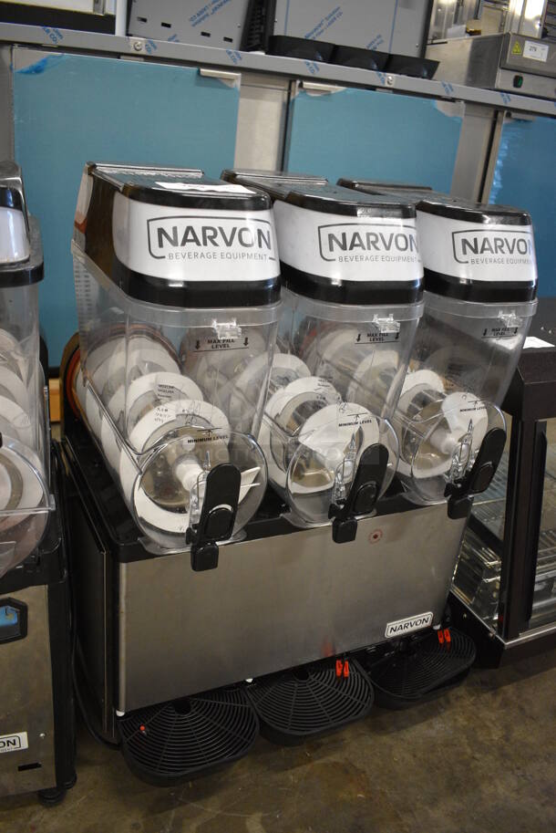 2021 Narvon 378SM3 Stainless Steel Commercial Countertop 3 Head Slushie Machine. 115 Volts, 1 Phase. 24x20x34. Tested and Powers On But Does Not Get Cold - Image 4 of 7