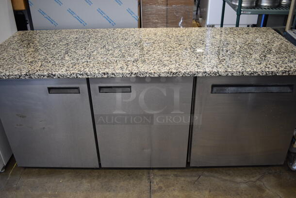 2017 Delfield Model 406P-STAR2 Stainless Steel Commercial Single Door Work Top Cooler and Delfield UC4048-STAR Stainless Steel Commercial 2 Door Work Top Cooler w/ Stone Countertop on Commercial Casters. 115 Volts, 1 Phase. 80x32x33. Tested and Working! - Image 1 of 9