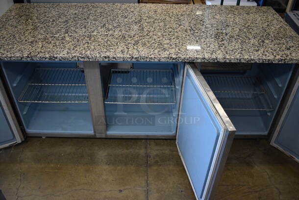 2017 Delfield Model 406P-STAR2 Stainless Steel Commercial Single Door Work Top Cooler and Delfield UC4048-STAR Stainless Steel Commercial 2 Door Work Top Cooler w/ Stone Countertop on Commercial Casters. 115 Volts, 1 Phase. 80x32x33. Tested and Working! - Image 2 of 9