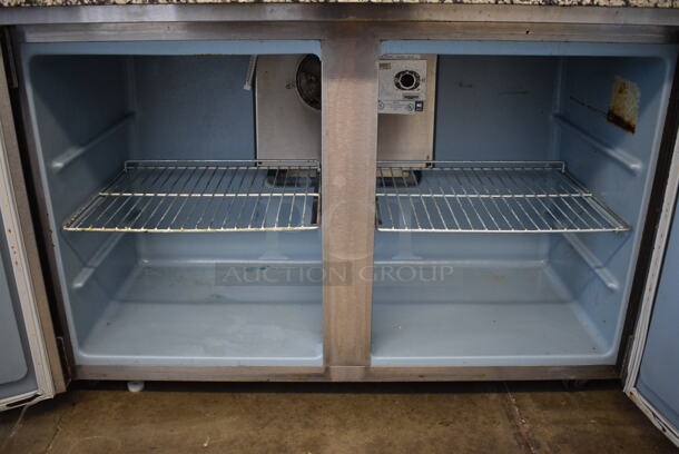 2017 Delfield Model 406P-STAR2 Stainless Steel Commercial Single Door Work Top Cooler and Delfield UC4048-STAR Stainless Steel Commercial 2 Door Work Top Cooler w/ Stone Countertop on Commercial Casters. 115 Volts, 1 Phase. 80x32x33. Tested and Working! - Image 3 of 9