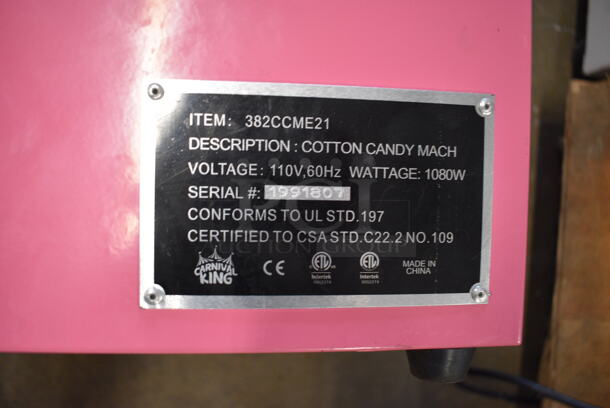Carnival King 382CCME21 Metal Commercial Countertop Cotton Candy Machine. 110 Volts, 1 Phase. 19x19x16. Tested and Working! - Image 8 of 8