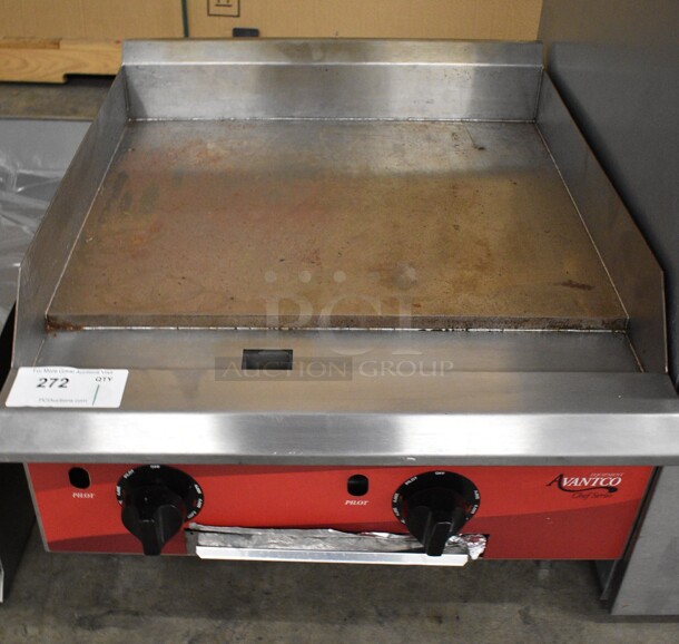 2021 Avantco 177CAG24TG Stainless Steel Commercial Countertop Natural Gas Powered Flat Top Griddle. 30,000 BTU. 24x30x16 - Image 1 of 6