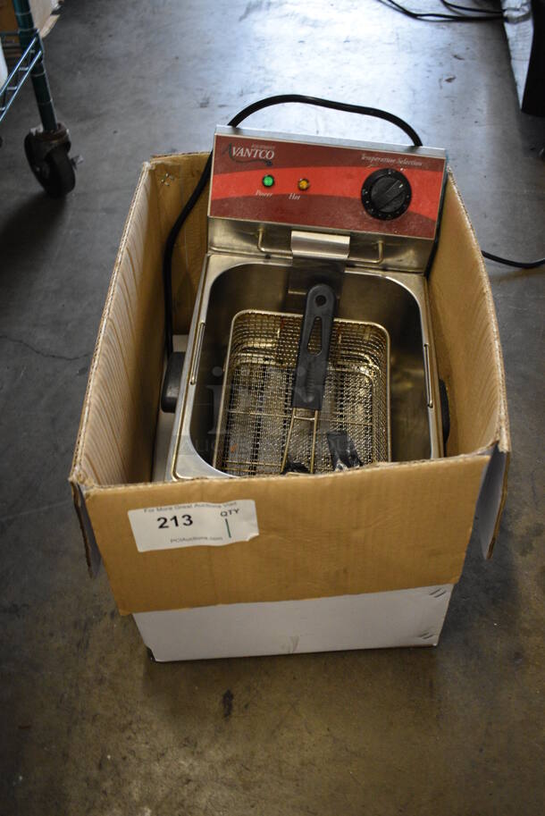 Avantco 177F100 Stainless Steel Countertop Electric Powered Deep Fat Fryer w/ Metal Fry Basket. 120 Volts, 1 Phase. 11x18x16 - Image 2 of 9