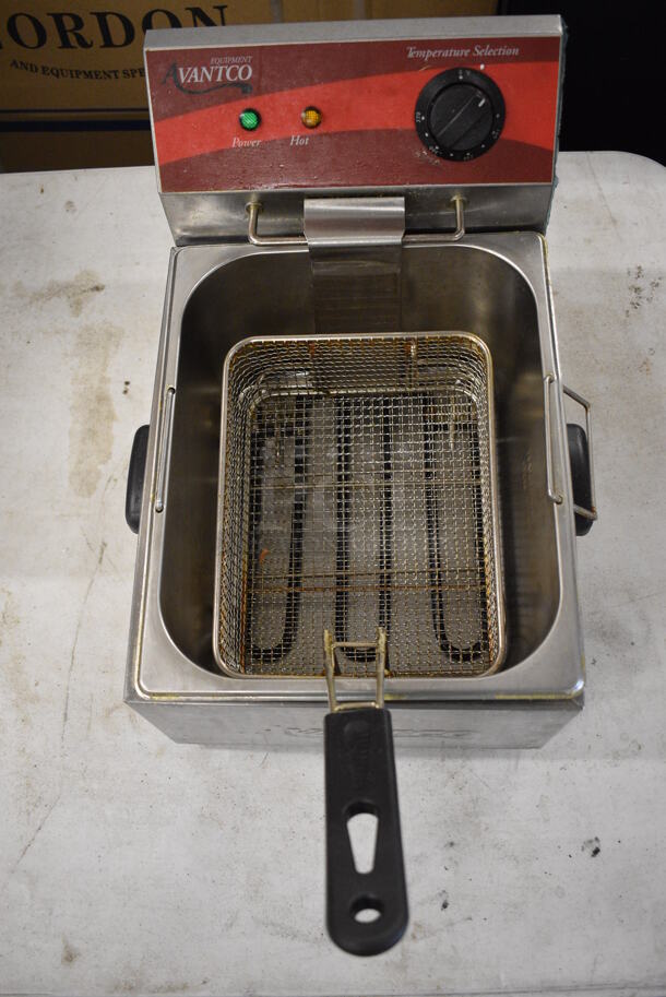 Avantco 177F100 Stainless Steel Countertop Electric Powered Deep Fat Fryer w/ Metal Fry Basket. 120 Volts, 1 Phase. 11x18x16 - Image 3 of 9