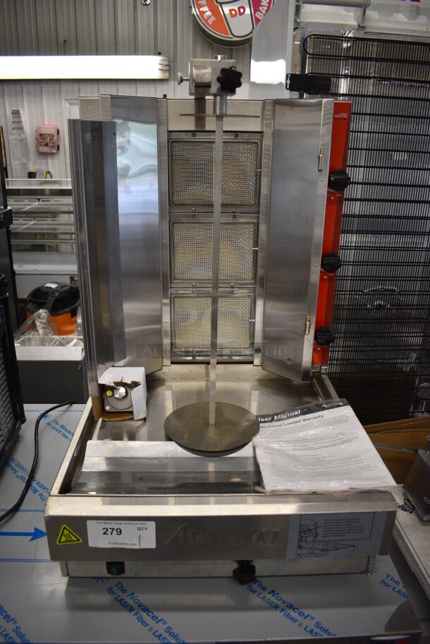 BRAND NEW! Avantco 177VB203 Stainless Steel Commercial Countertop Natural Gas Powered Vertical Broiler. 28,500 BTU. 21x25x31 - Image 1 of 5