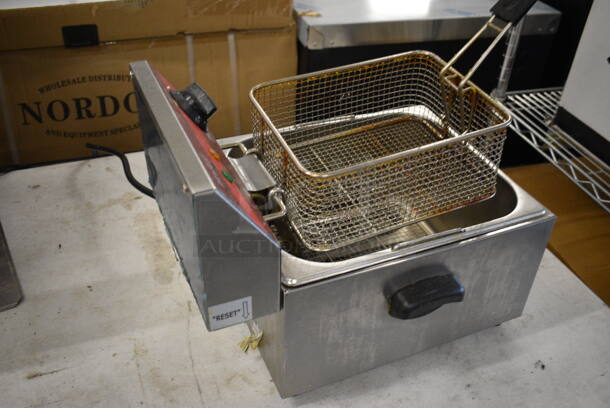 Avantco 177F100 Stainless Steel Countertop Electric Powered Deep Fat Fryer w/ Metal Fry Basket. 120 Volts, 1 Phase. 11x18x16 - Image 7 of 9