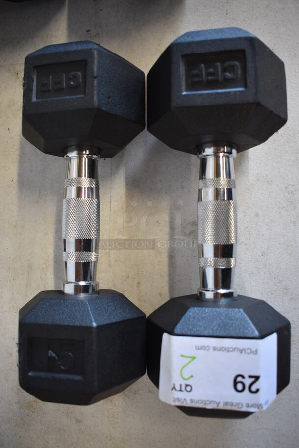 2 Black and Chrome Metal 15 Pound Hex Dumbbells. 12x5x4. 2 Times Your Bid! - Image 1 of 4