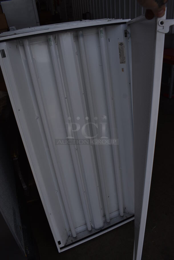 4 White Metal Ceiling Mount Light Fixtures. 48x23.5x3.5. 4 Times Your Bid! - Image 6 of 7