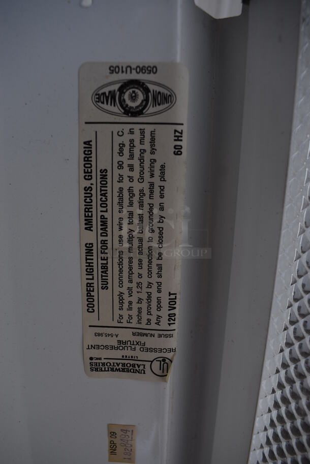 4 White Metal Ceiling Mount Light Fixtures. 48x23.5x3.5. 4 Times Your Bid! - Image 7 of 7