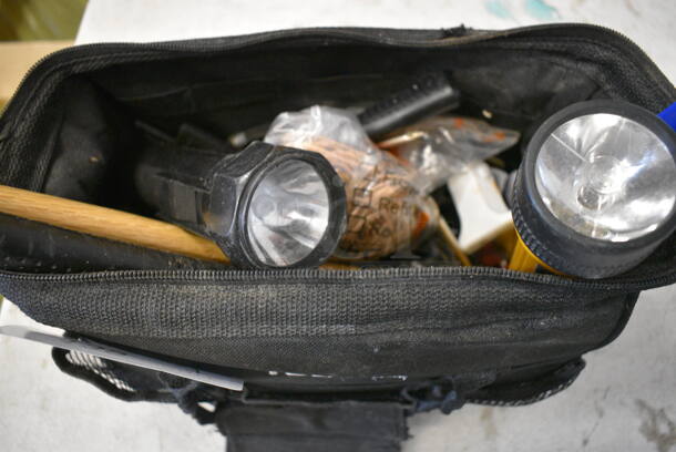Hyper Tough Black Tool Bag w/ Contents Including Flashlight.  - Image 3 of 8
