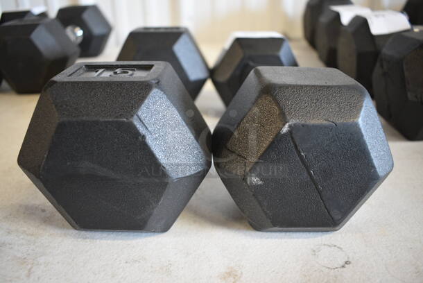2 Black and Chrome Metal 15 Pound Hex Dumbbells. 12x5x4. 2 Times Your Bid! - Image 4 of 4