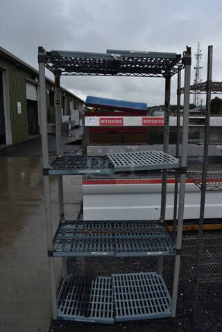 Metro Max Metal and Poly 4 Tier Shelving Unit. BUYER MUST DISMANTLE. PCI CANNOT DISMANTLE FOR SHIPPING. PLEASE CONSIDER FREIGHT CHARGES. 36x21x75