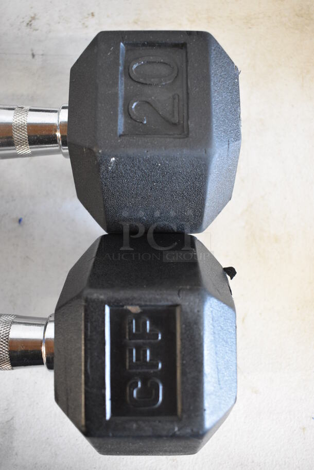 2 Black and Chrome Metal 20 Pound Hex Dumbbells. 12x5x4. 2 Times Your Bid! - Image 3 of 4