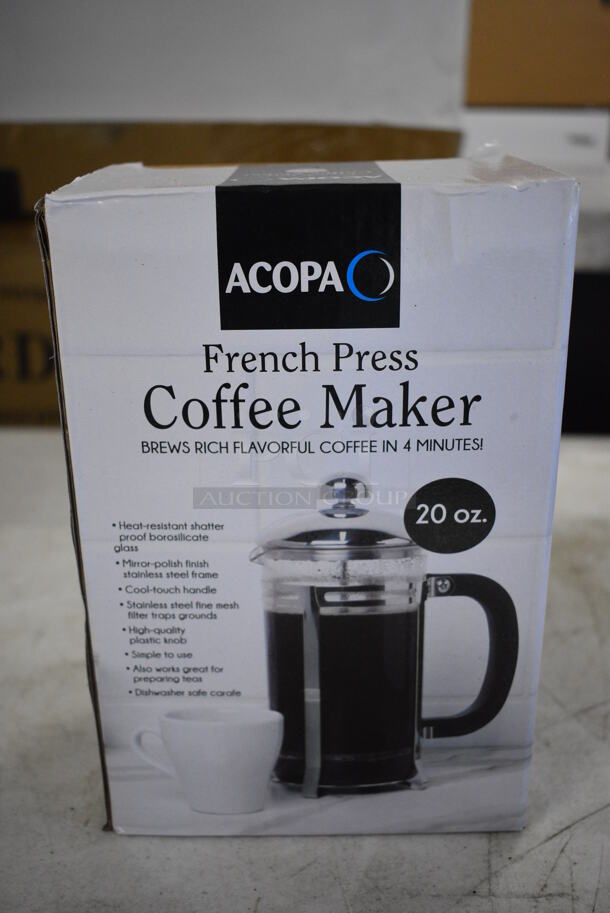 12 BRAND NEW IN BOX! Acopa 20 oz French Press Coffee Makers. 5.5x3.5x7.5. 12 Times Your Bid! - Image 2 of 6