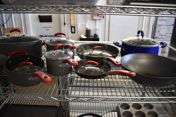 9 Various Metal Sauce Pans, Stock Pots and Skillets w/ 8 Various Lids. Includes 21x8x3. 9 Times Your Bid! - Image 1 of 6