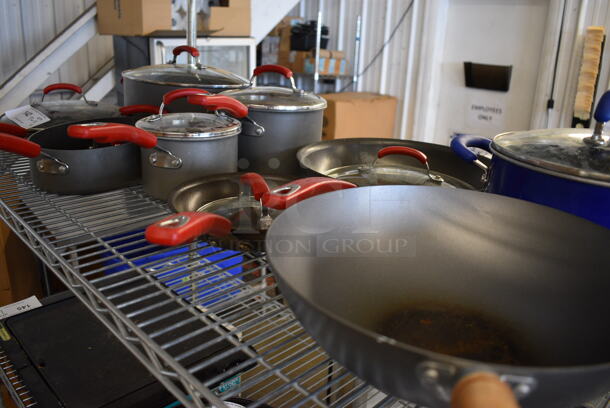 9 Various Metal Sauce Pans, Stock Pots and Skillets w/ 8 Various Lids. Includes 21x8x3. 9 Times Your Bid! - Image 2 of 6
