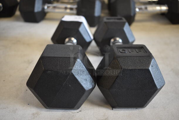 2 Black and Chrome Metal 12 Pound Hex Dumbbells. 11.5x4.5x3.5. 2 Times Your Bid! - Image 4 of 4