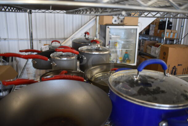 9 Various Metal Sauce Pans, Stock Pots and Skillets w/ 8 Various Lids. Includes 21x8x3. 9 Times Your Bid! - Image 3 of 6
