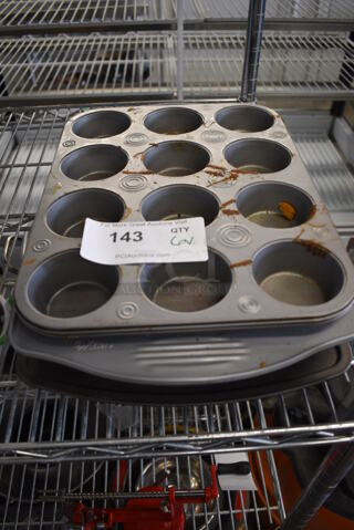 6 Various Metal 12 Cup Muffin Baking Pans. Includes 10.5x14x2. 6 Times Your Bid!