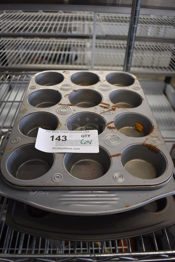 6 Various Metal 12 Cup Muffin Baking Pans. Includes 10.5x14x2. 6 Times Your Bid! - Image 6 of 7
