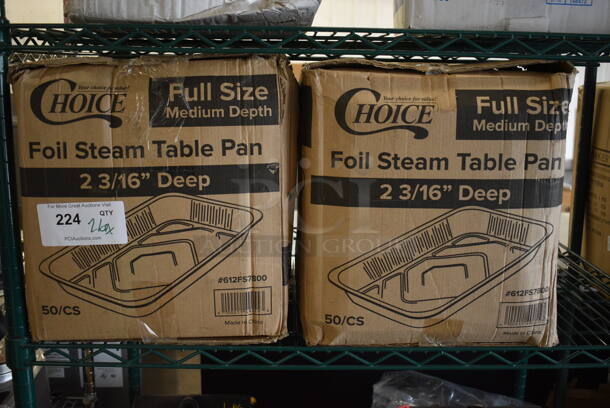 2 Boxes of BRAND NEW Choice Full Size Foil Steam Table Pans. 2 Times Your Bid!