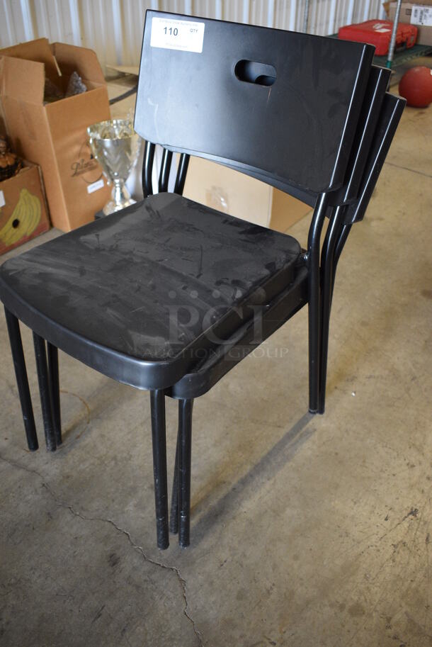 3 Black Poly Chairs on Black Metal Legs. 15x19x31. 3 Times Your Bid! - Image 2 of 4