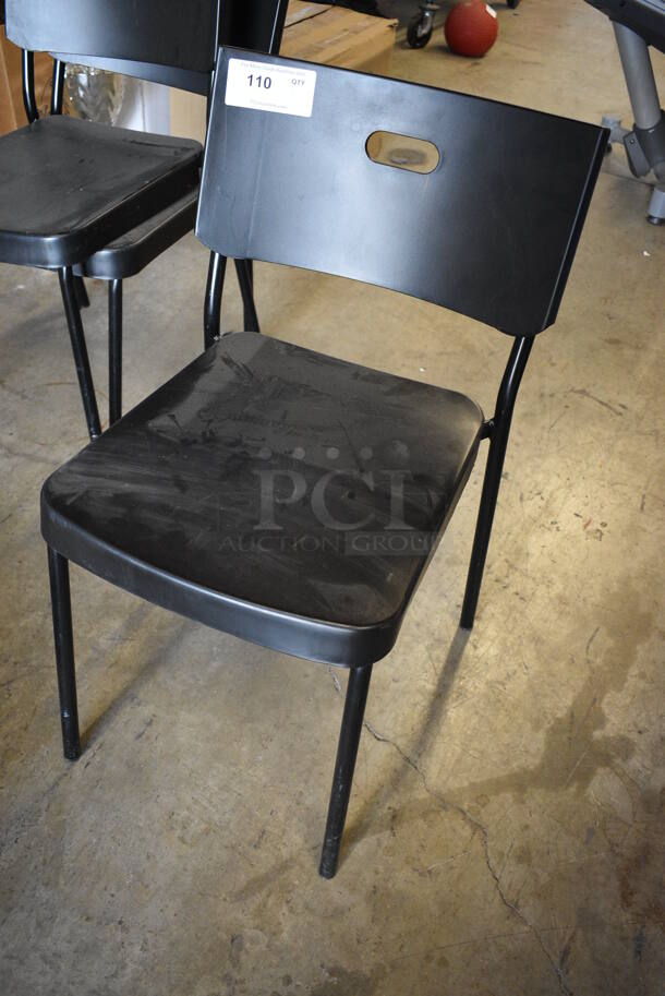 3 Black Poly Chairs on Black Metal Legs. 15x19x31. 3 Times Your Bid! - Image 3 of 4