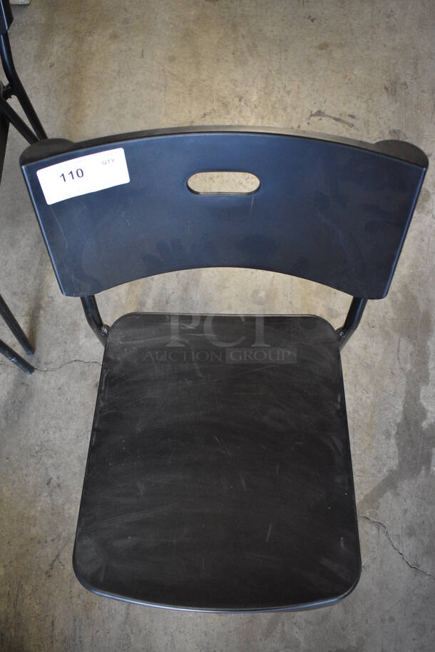 3 Black Poly Chairs on Black Metal Legs. 15x19x31. 3 Times Your Bid! - Image 4 of 4